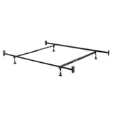 A minimalist metal bed frame with two legs, showcasing a simple and functional design for sleeping arrangements.